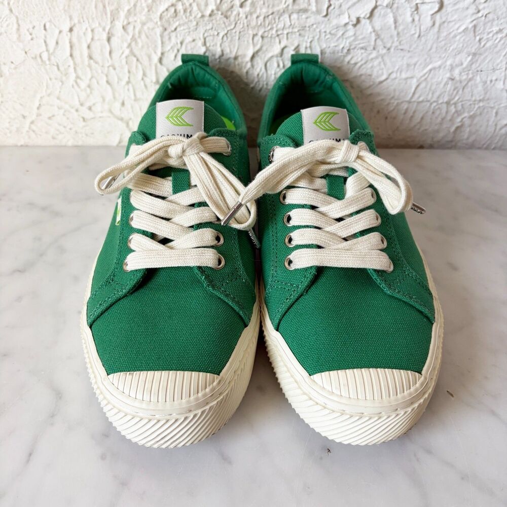 Cariuma OCA Low Green Canvas Sneakers Women 9.5 Men 8 Sustainable Skate Shoes - Picture 3 of 8